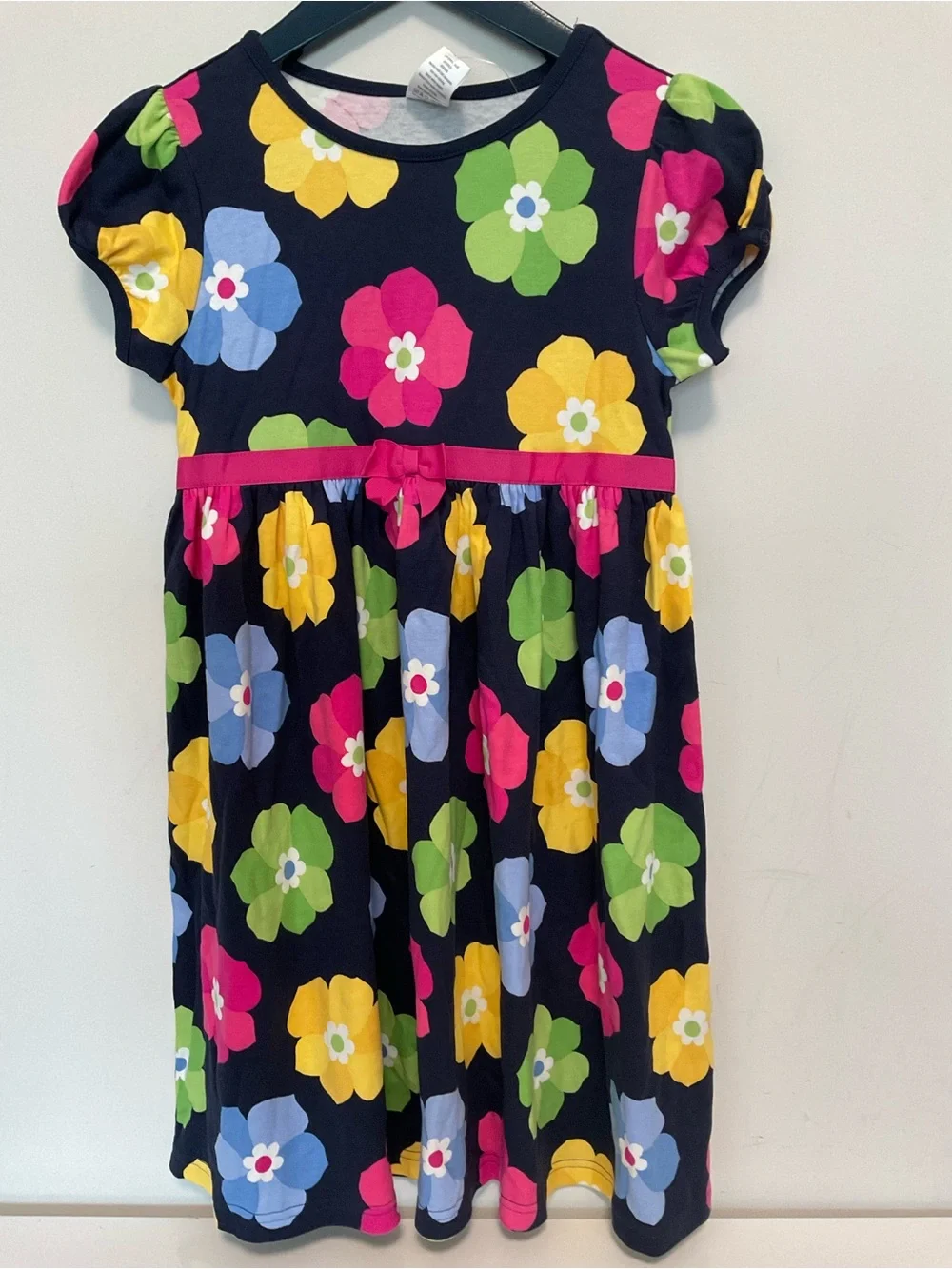 Gymboree Girls' Floral Navy Dress with Pink Ribbon Size 8 (NWT)